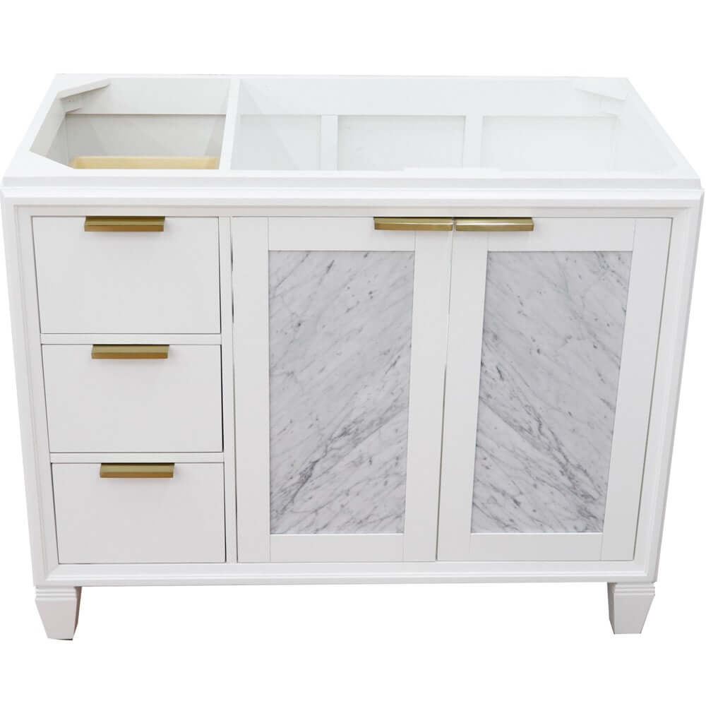 42" Single sink vanity in White finish - Right door- Cabinet only - 400990-42R-WH