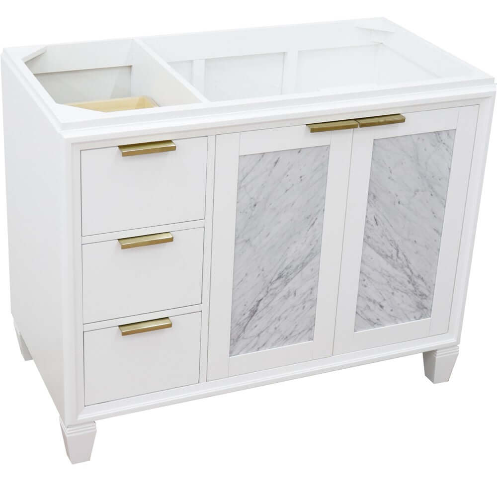 42" Single sink vanity in White finish - Right door- Cabinet only - 400990-42R-WH