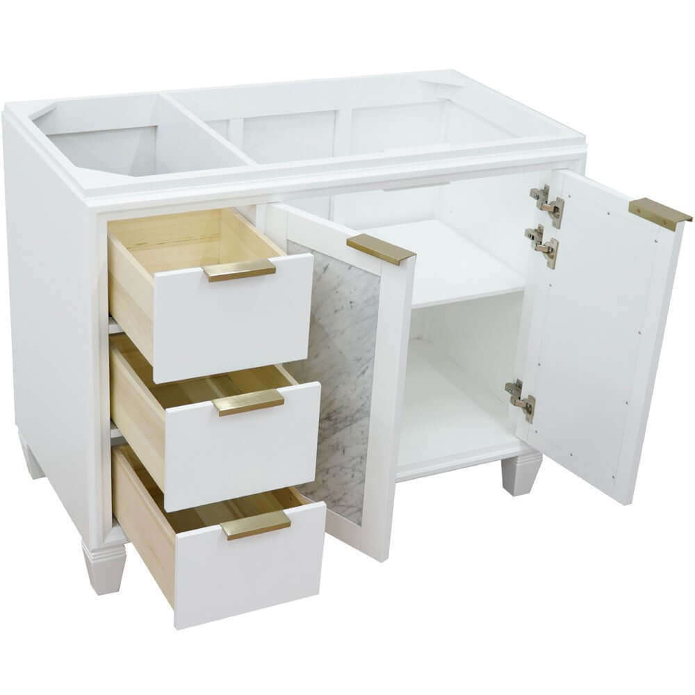 42" Single sink vanity in White finish - Right door- Cabinet only - 400990-42R-WH