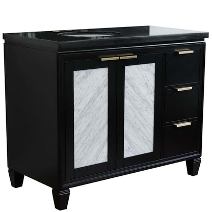 43" Single vanity in Black finish with Black galaxy and oval sink- Left door/Left sink - 400990-43L-BL-BGOL