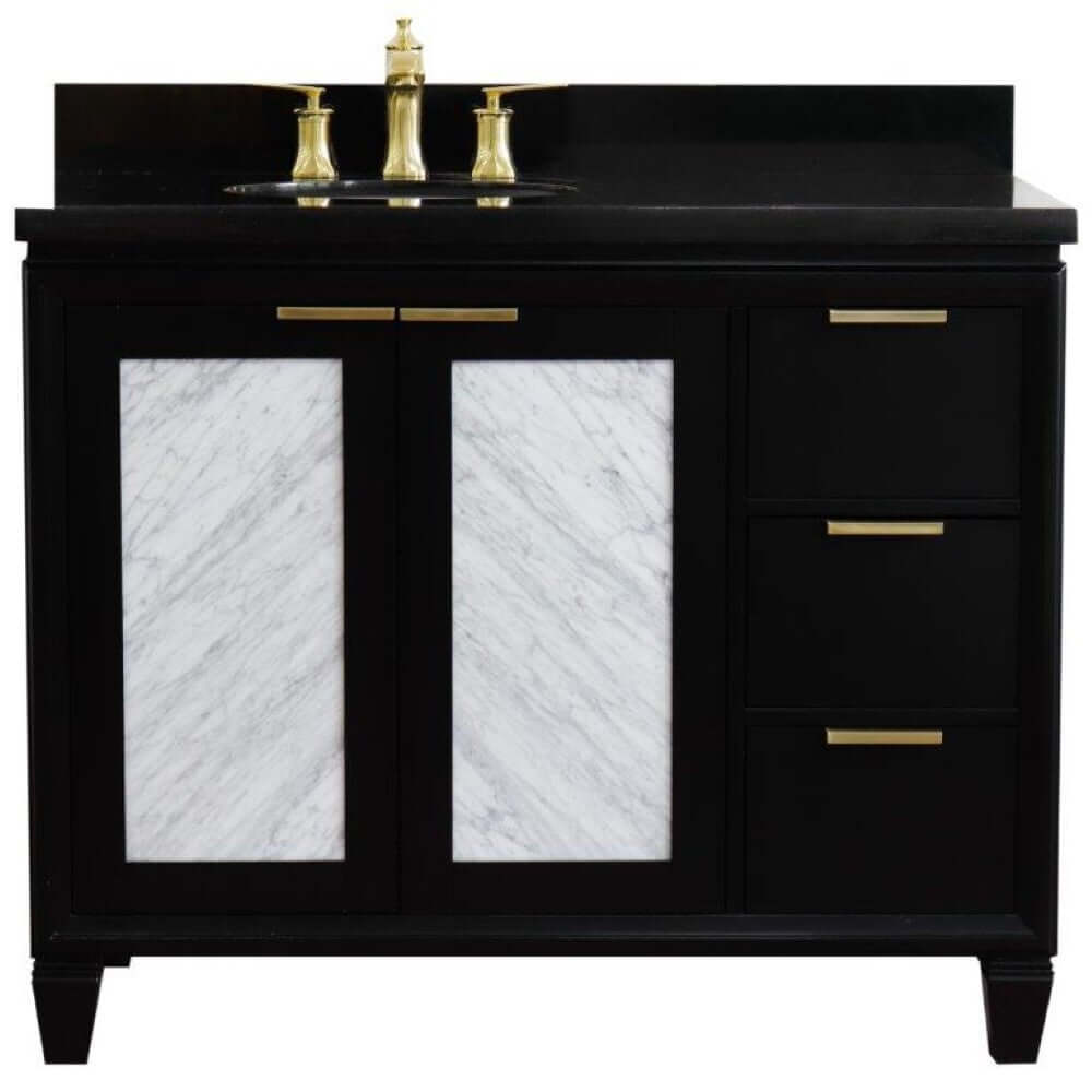 43" Single vanity in Black finish with Black galaxy and oval sink- Left door/Left sink - 400990-43L-BL-BGOL