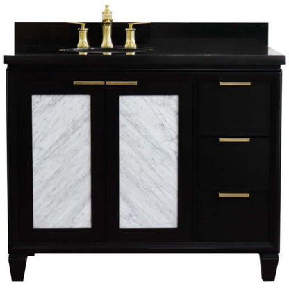 43" Single vanity in Black finish with Black galaxy and oval sink- Left door/Left sink - 400990-43L-BL-BGOL