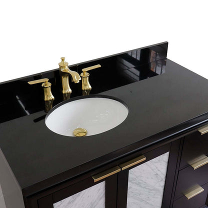 43" Single vanity in Black finish with Black galaxy and oval sink- Left door/Left sink - 400990-43L-BL-BGOL