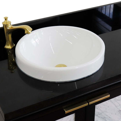 43" Single vanity in Black finish with Black galaxy and round sink- Left door/Left sink - 400990-43L-BL-BGRDL