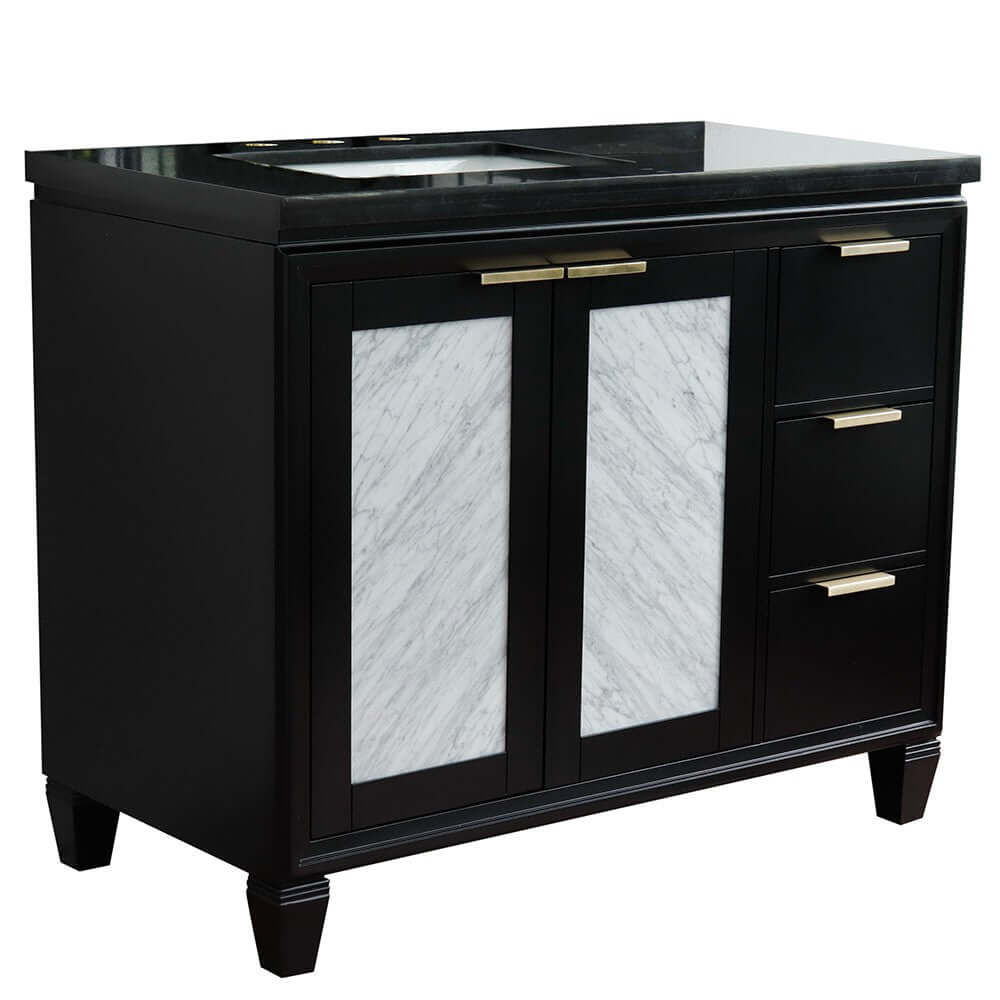 43" Single vanity in Black finish with Black galaxy and rectangle sink- Left door/Left sink - 400990-43L-BL-BGRL