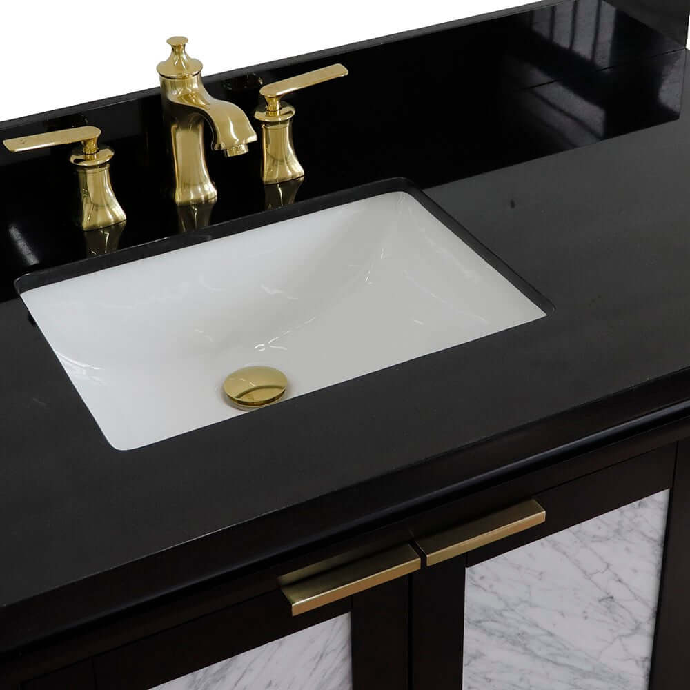 43" Single vanity in Black finish with Black galaxy and rectangle sink- Left door/Left sink - 400990-43L-BL-BGRL