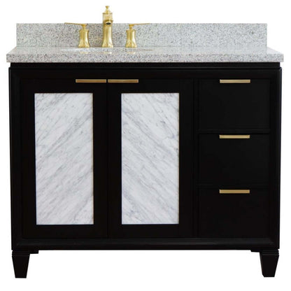 43" Single vanity in Black finish with Gray granite and oval sink- Left door/Left sink - 400990-43L-BL-GYOL