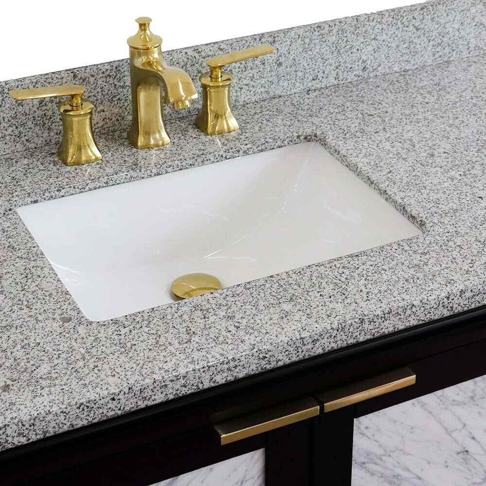 43" Single vanity in Black finish with Gray granite and rectangle sink- Left door/Left sink - 400990-43L-BL-GYRL