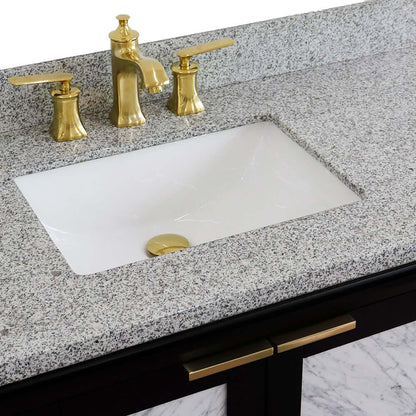 43" Single vanity in Black finish with Gray granite and rectangle sink- Left door/Left sink - 400990-43L-BL-GYRL