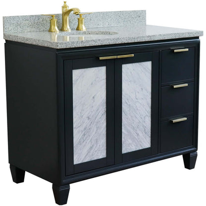 43" Single vanity in Dark Gray finish with Gray granite and oval sink- Left door/Left sink - 400990-43L-DG-GYOL