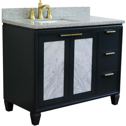 43" Single vanity in Dark Gray finish with Gray granite and rectangle sink- Left door/Left sink - 400990-43L-DG-GYRL