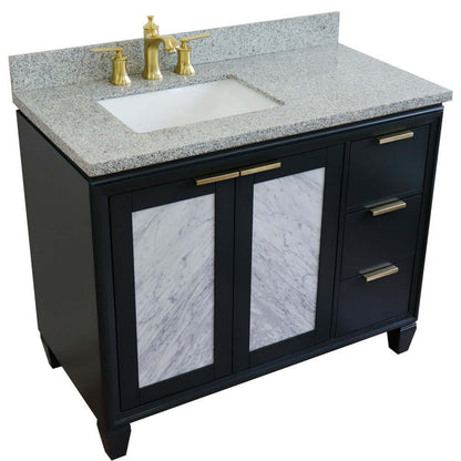 43" Single vanity in Dark Gray finish with Gray granite and rectangle sink- Left door/Left sink - 400990-43L-DG-GYRL