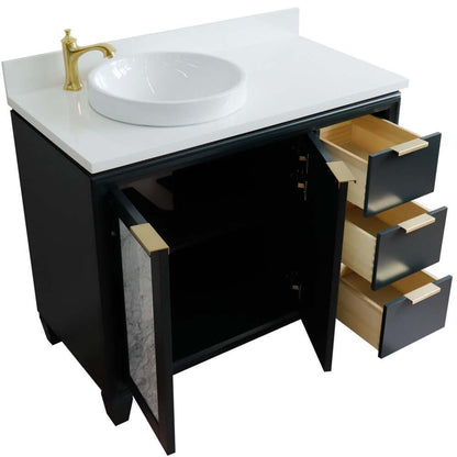 43" Single vanity in Dark Gray finish with White quartz and round sink- Left door/Left sink - 400990-43L-DG-WERDL