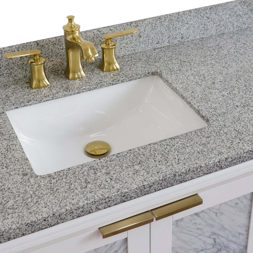 43" Single vanity in White finish with Gray granite and rectangle sink- Left door/Left sink - 400990-43L-WH-GYRL