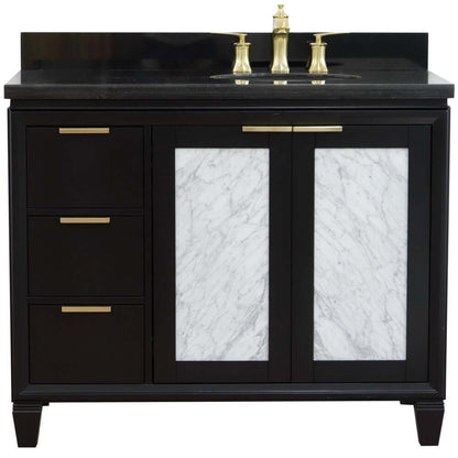 43" Single vanity in Black finish with Black galaxy and oval sink- Right door/Right sink - 400990-43R-BL-BGOR