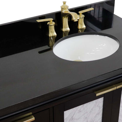 43" Single vanity in Black finish with Black galaxy and oval sink- Right door/Right sink - 400990-43R-BL-BGOR