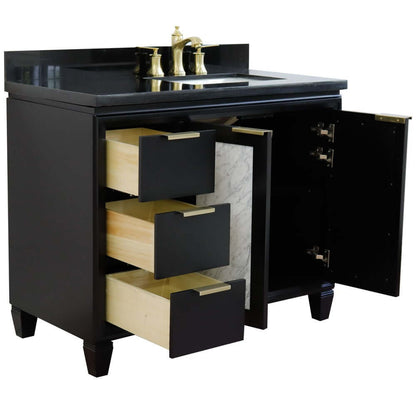 43" Single vanity in Black finish with Black galaxy and rectangle sink- Right door/Right sink - 400990-43R-BL-BGRR