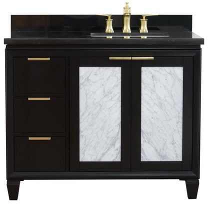 43" Single vanity in Black finish with Black galaxy and rectangle sink- Right door/Right sink - 400990-43R-BL-BGRR