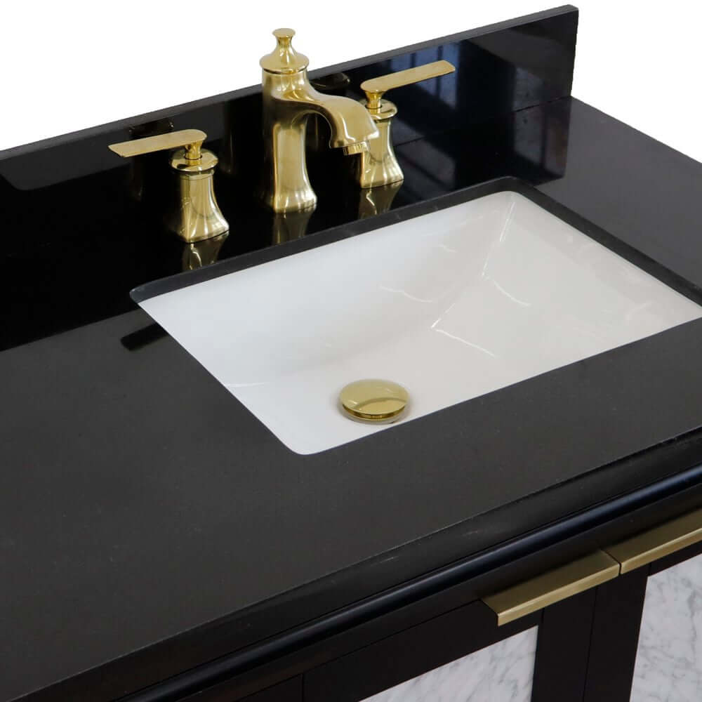 43" Single vanity in Black finish with Black galaxy and rectangle sink- Right door/Right sink - 400990-43R-BL-BGRR