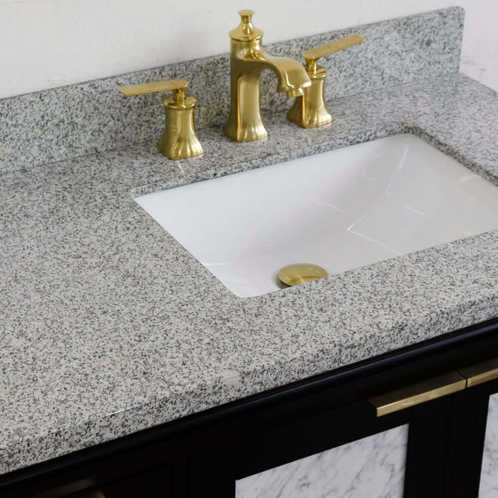 43" Single vanity in Black finish with Gray granite and rectangle sink- Right door/Right sink - 400990-43R-BL-GYRR