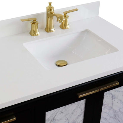 43" Single vanity in Black finish with White quartz and rectangle sink- Right door/Right sink - 400990-43R-BL-WERR