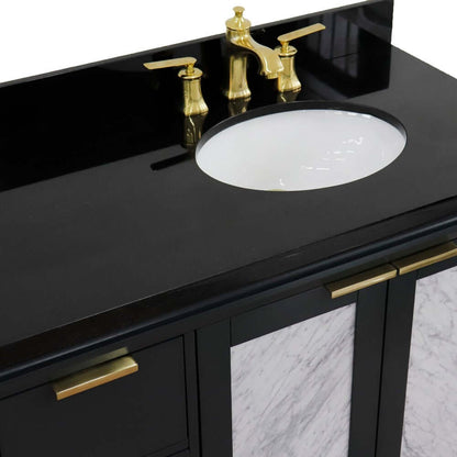 43" Single vanity in Dark Gray finish with Black galaxy and oval sink- Right door/Right sink - 400990-43R-DG-BGOR