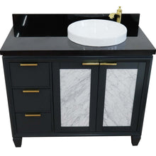 Load image into Gallery viewer, 43&quot; Single vanity in Dark Gray finish with Black galaxy and round sink- Right door/Right sink - 400990-43R-DG-BGRDR