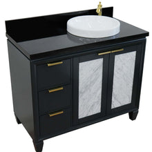 Load image into Gallery viewer, 43&quot; Single vanity in Dark Gray finish with Black galaxy and round sink- Right door/Right sink - 400990-43R-DG-BGRDR