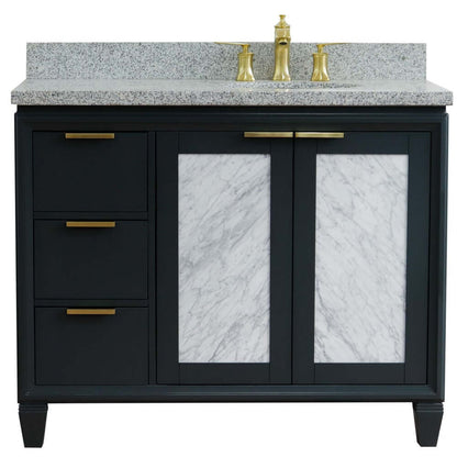 43" Single vanity in Dark Gray finish with Gray granite and oval sink- Right door/Right sink - 400990-43R-DG-GYOR