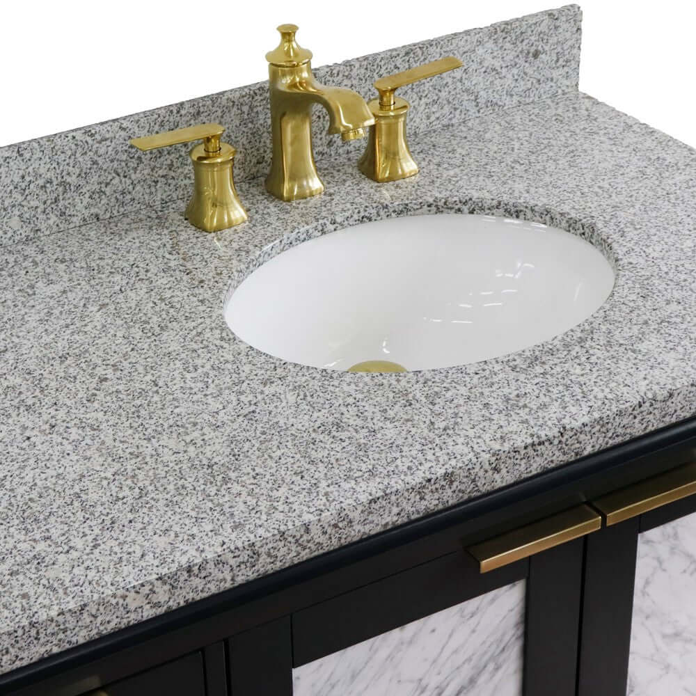 43" Single vanity in Dark Gray finish with Gray granite and oval sink- Right door/Right sink - 400990-43R-DG-GYOR