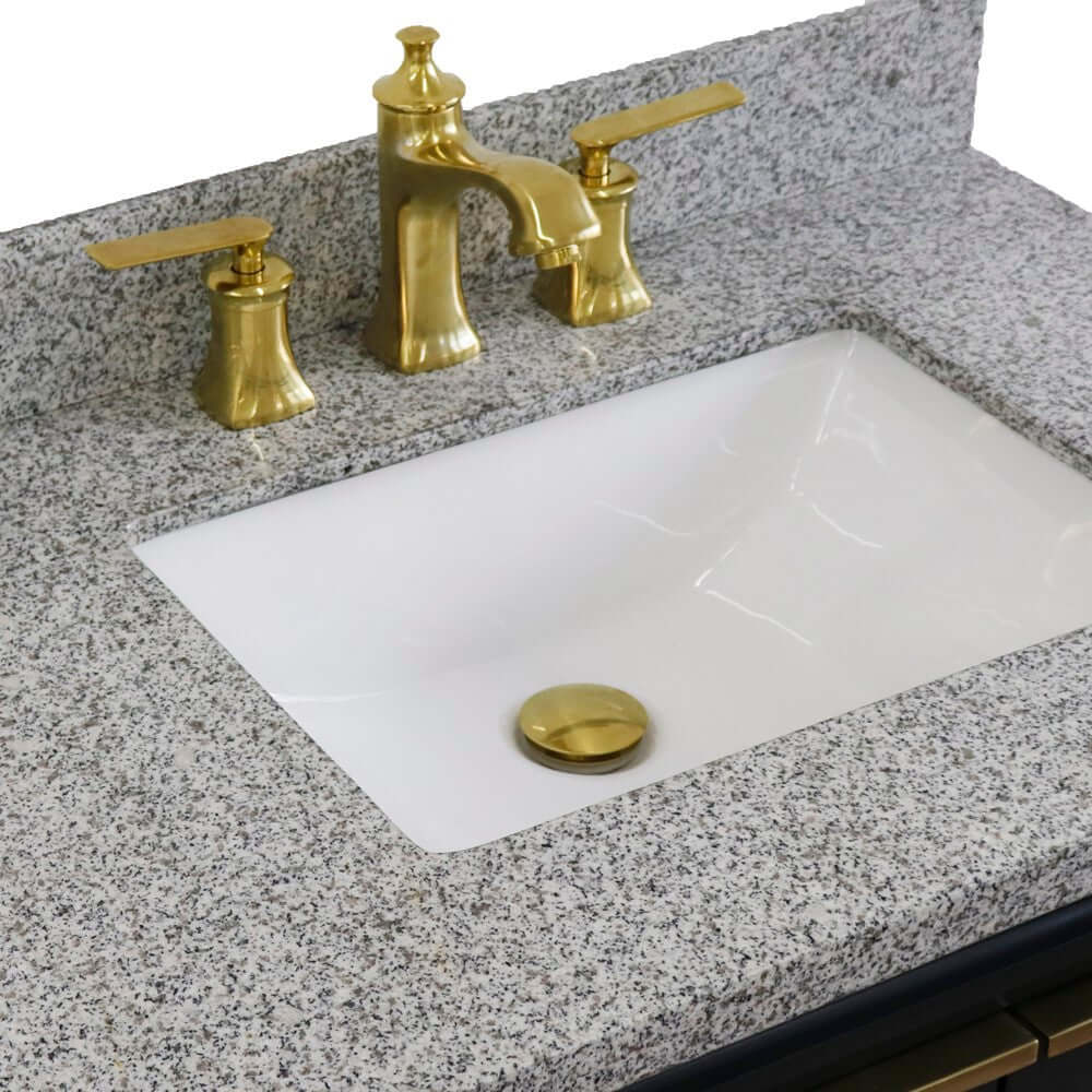 43" Single vanity in Dark Gray finish with Gray granite and rectangle sink- Right door/Right sink - 400990-43R-DG-GYRR