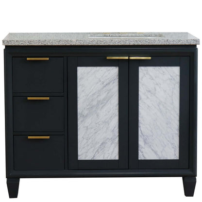 43" Single vanity in Dark Gray finish with Gray granite and rectangle sink- Right door/Right sink - 400990-43R-DG-GYRR