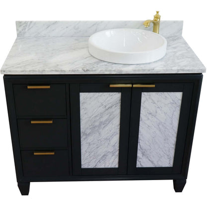 43" Single vanity in Dark Gray finish with White Carrara and round sink- Right door/Right sink - 400990-43R-DG-WMRDR