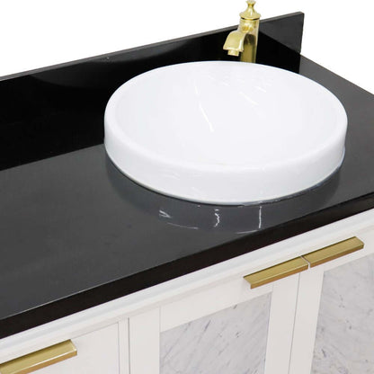 43" Single vanity in White finish with Black galaxy and round sink- Right door/Right sink - 400990-43R-WH-BGRDR