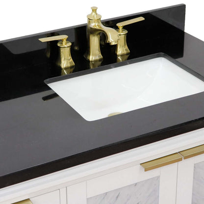 43" Single vanity in White finish with Black galaxy and rectangle sink- Right door/Right sink - 400990-43R-WH-BGRR