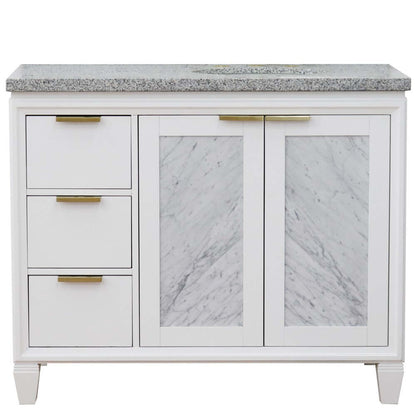 43" Single vanity in White finish with Gray granite and oval sink- Right door/Right sink - 400990-43R-WH-GYOR