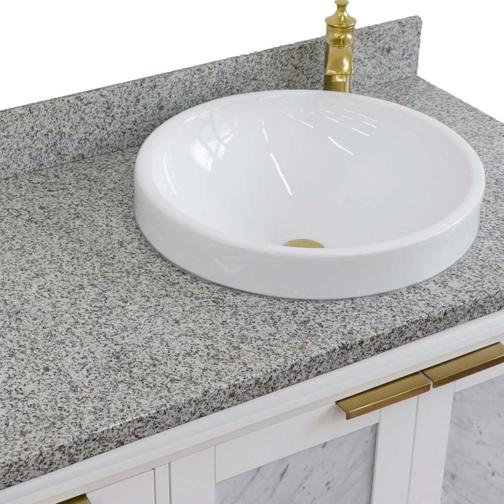 43" Single vanity in White finish with Gray granite and round sink- Right door/Right sink - 400990-43R-WH-GYRDR