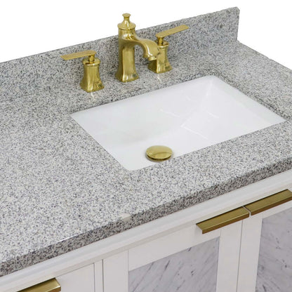 43" Single vanity in White finish with Gray granite and rectangle sink- Right door/Right sink - 400990-43R-WH-GYRR