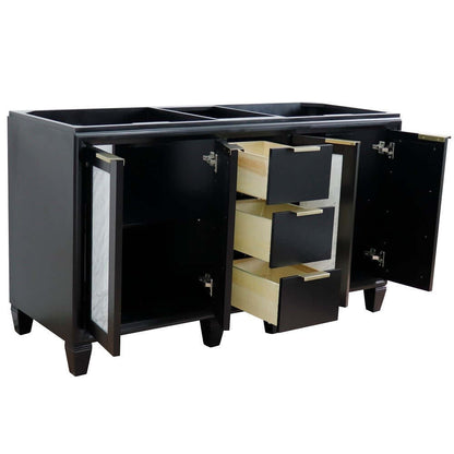 60" Double vanity in Black finish - cabinet only - 400990-60D-BL