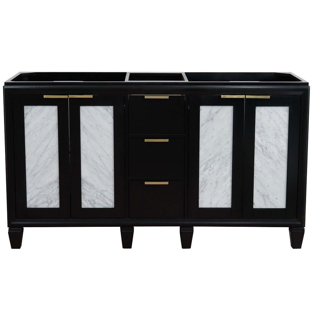 60" Double vanity in Black finish - cabinet only - 400990-60D-BL