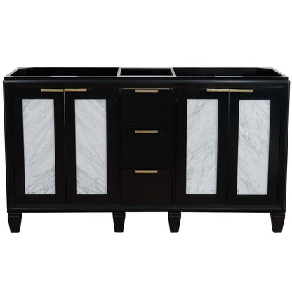 60" Double vanity in Black finish - cabinet only - 400990-60D-BL