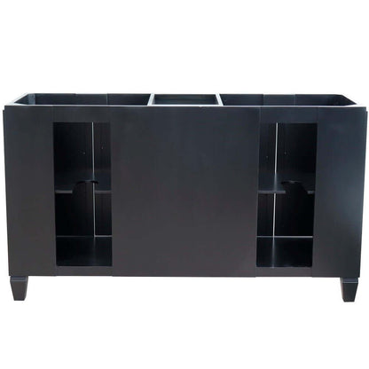 61" Double sink vanity in Black finish with Black galaxy granite and rectangle sink - 400990-61D-BL-BGR