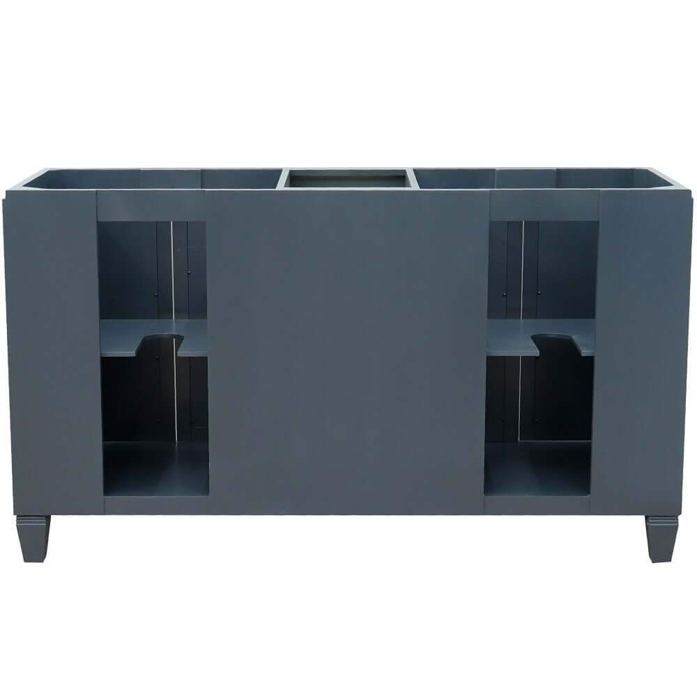 61" Double sink vanity in Dark Gray finish with Black galaxy granite and oval sink - 400990-61D-DG-BGO