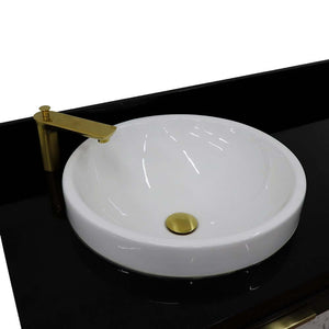 61" Double sink vanity in Dark Gray finish with Black galaxy granite and round sink - 400990-61D-DG-BGRD