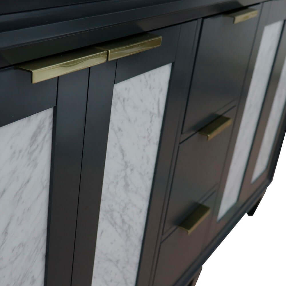 61" Double sink vanity in Dark Gray finish with Black galaxy granite and rectangle sink - 400990-61D-DG-BGR