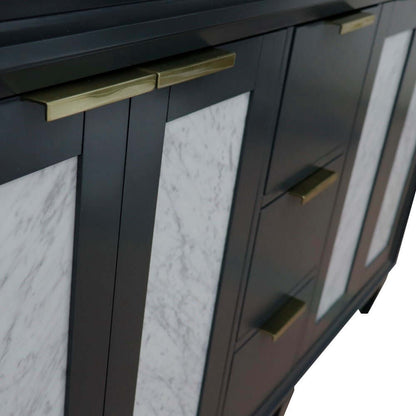 61" Double sink vanity in Dark Gray finish with Black galaxy granite and rectangle sink - 400990-61D-DG-BGR