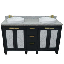 Load image into Gallery viewer, 61&quot; Double sink vanity in Dark Gray finish with Gray granite and round sink - 400990-61D-DG-GYRD