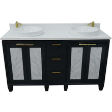 Load image into Gallery viewer, 61&quot; Double sink vanity in Dark Gray finish with White quartz and round sink - 400990-61D-DG-WERD