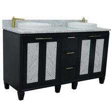Load image into Gallery viewer, 61&quot; Double sink vanity in Dark Gray finish with White Carrara marble and round sink - 400990-61D-DG-WMRD