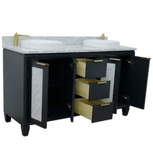Load image into Gallery viewer, 61&quot; Double sink vanity in Dark Gray finish with White Carrara marble and round sink - 400990-61D-DG-WMRD